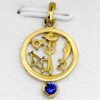 22K Solid Gold Panchayuda Pendant with Blue Sapphire Stone (1.55 Grams)