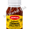 Bottle of Zensai Authentic Chinese Chilli Paste with white cap and yellow label, product of Sri Lanka, visible chili paste inside.